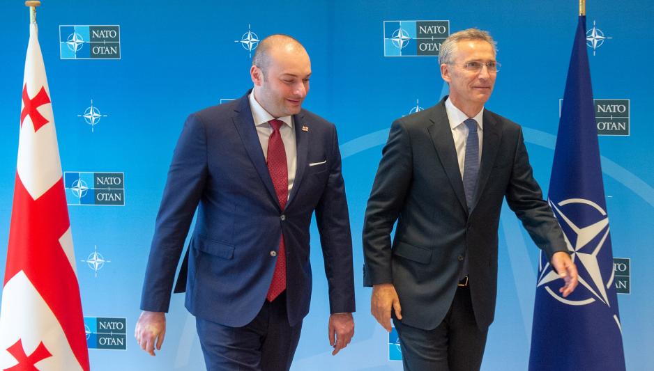 NATO Secretary General Jens Stoltenberg and the Prime Minister of Georgia, Mamuka Bakhtadze. (Photo: NATO)