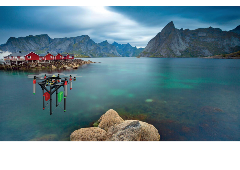 Slik ser den ut, dronen som Jens Kristian Henriksen har laget. Går alt etter planen skal den testen ut på Ramfjordmoen fredag denne uken. (Illustrasjon fra Ecofang AS)