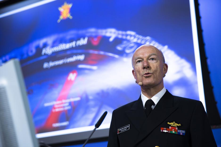 Forsvarssjef admiral Haakon Bruun-Hanssen presenterte i dag et viktig grunnlag for forsvarets langtidsplan, som skal vedtas av Stortinget til neste år. (Foto: Torbjørn Kjosvold/Forvaret)