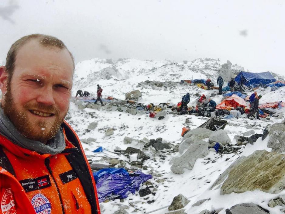 Inge Meløy etter jordskjelvet i Nepal i 2015. (Foto: Privat)