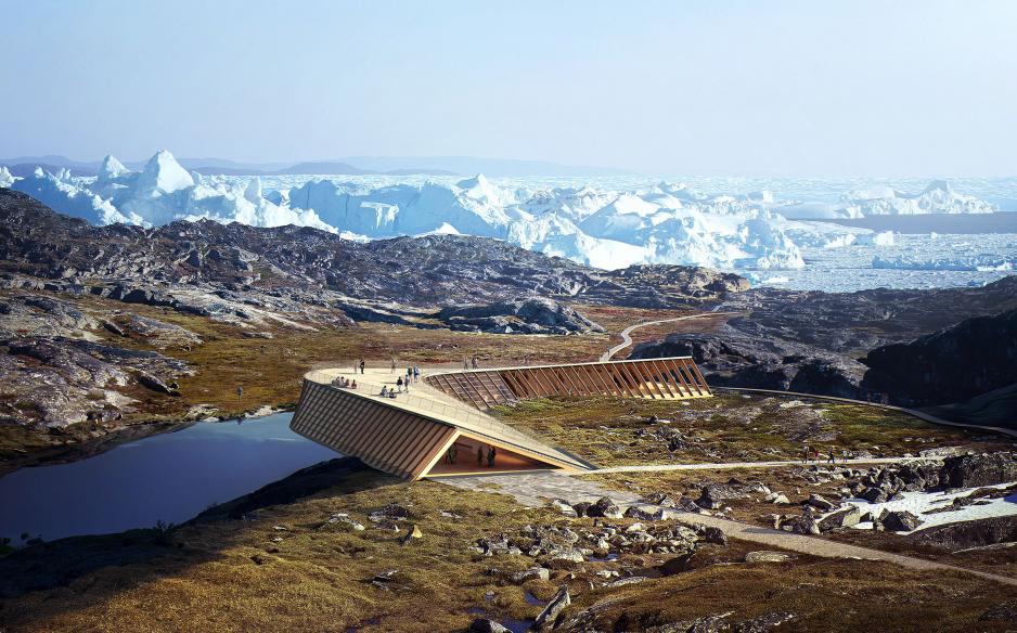 Slik skal det nye senteret ta seg ut på sommeren, ifølge arkitektene. (Fotomontasje: Image By Mir).