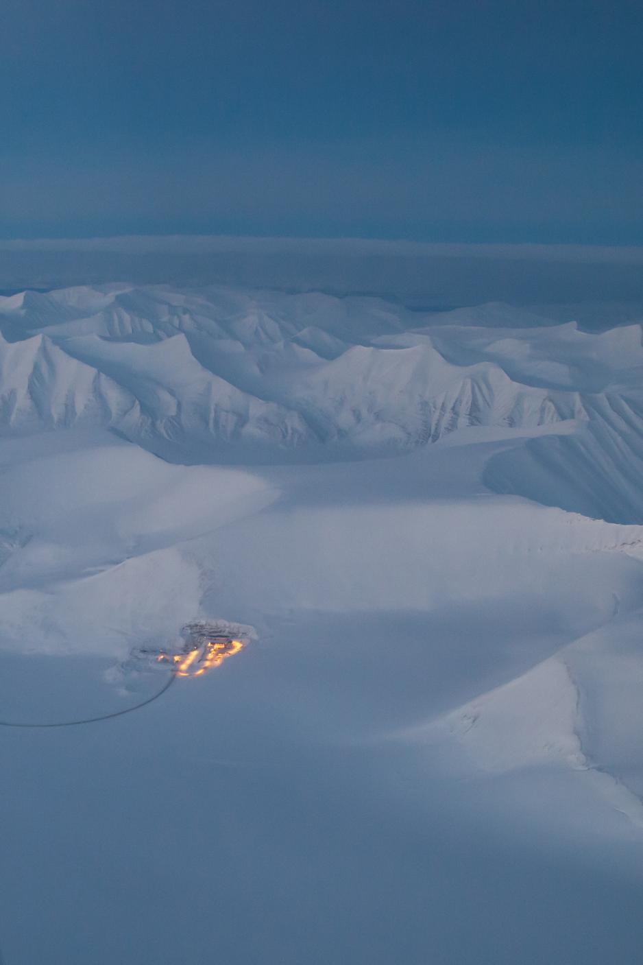 Lunckefjell sett fra luften. Foto: Bjarki Friis, Store Norske.