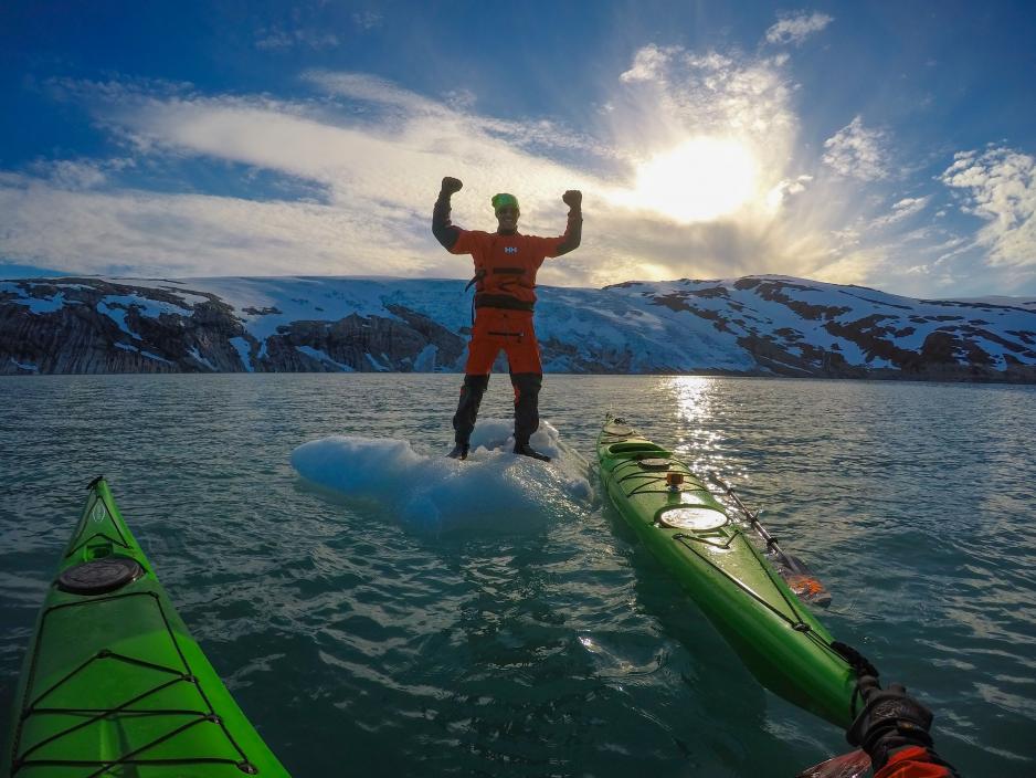 Using nature’s elements provides a great sense of mastery. Climbing on top of a floating iceberg while kayaking makes you feel great. (Photo: Private)