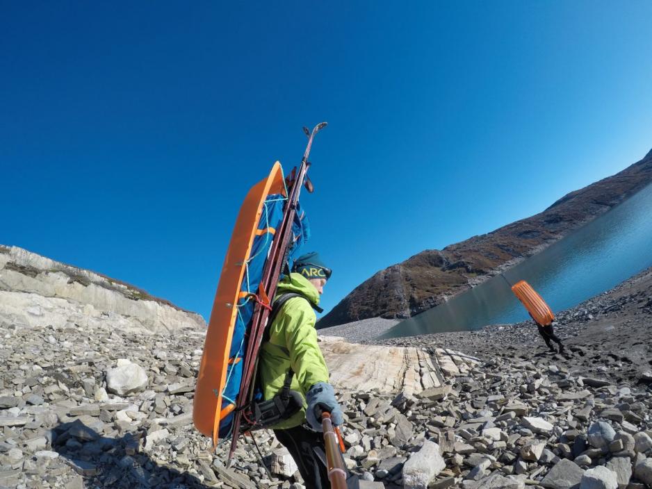 With a pulk on the back, the beginning of the trip is all about getting up and to the right place before starting the journey on Svartisen glacier. (Photo: Private)