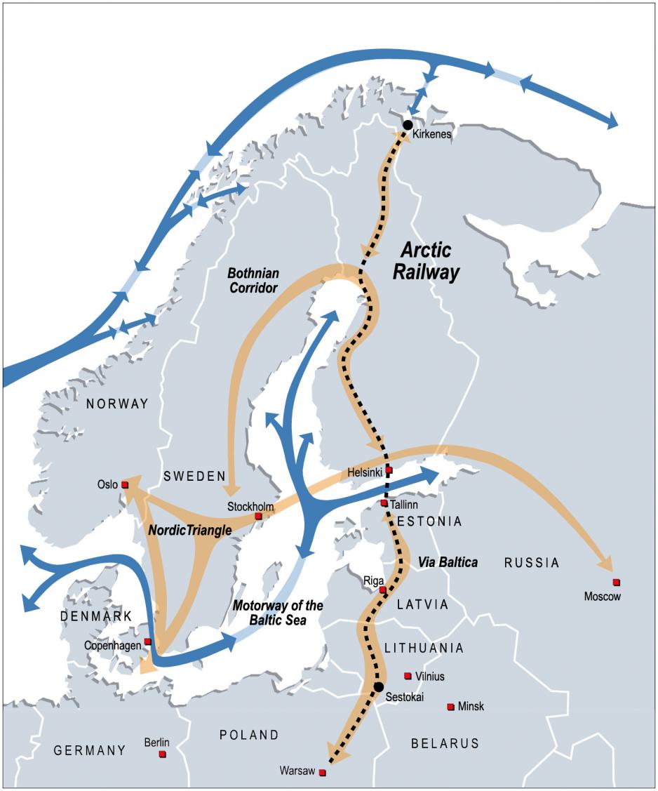 The route of the proposed Arctic Corridor railroad. (Illustration: Arctic Corridor)
