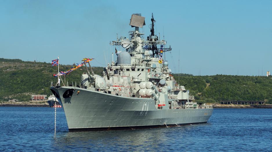 Destroyeren Admiral Usjakov av Sovremenny-klassen. (Foto: Det russiske forsvarsministeriet) >