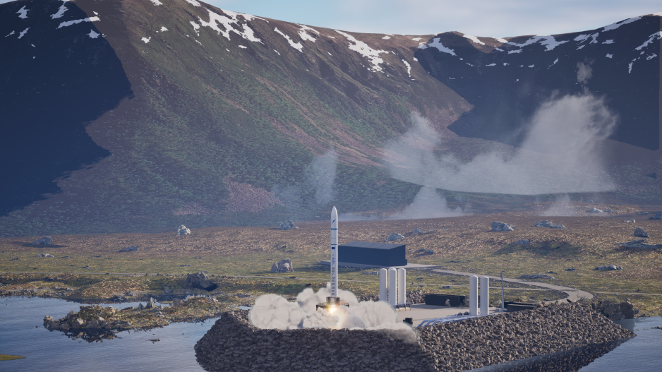 Illustrasjon av oppskyting av bæreraketten Spectrum fra Andøya Spaceport. (©Isar Aerospace) © Isar Aerospace_Launch of Spectrum from Andøya Spaceport