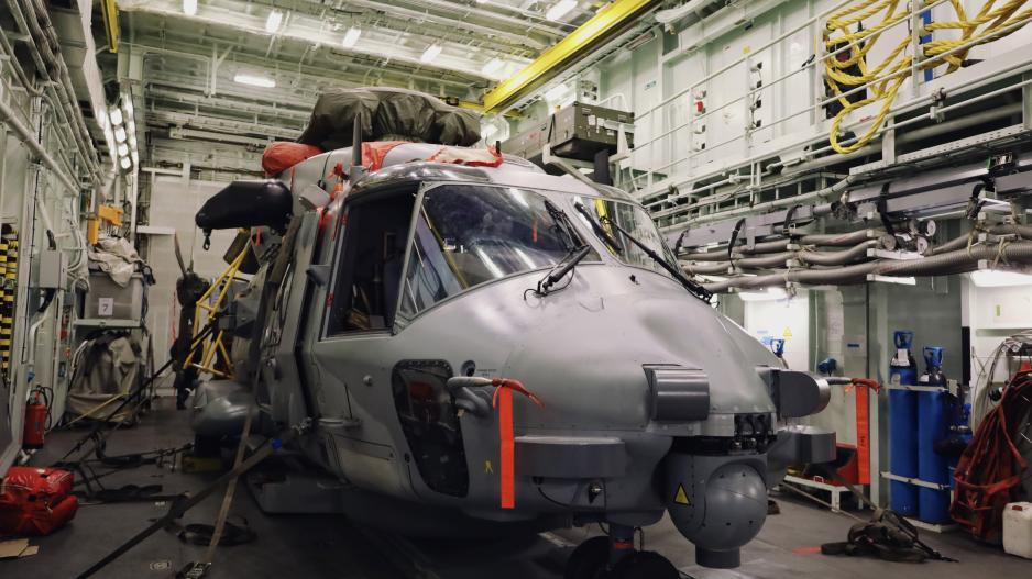 The FS Bretagne carries an NH90 maritime helicopter in its hangar, which is particularly adept at anti-submarine warfare. “In general, aircraft resources can detect targets at a longer range than the ship’s radar due to its speed and ability to operate high in the air,” says the Commander Senior Grade. >