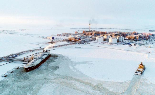 LNG carrier docked at Novatek’s Yamal LNG facility.