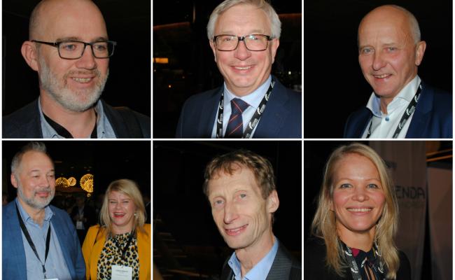 Konferansedeltagerne er i hovedsak godt fornøyd med utbyttet av Agenda Nord-Norge. Øverst fra venstre: Ronny Brunvoll, Karl Eirik Schjøtt-Pedersen, Brynjar Forbergskog, Frode Nilsen og Linda Beate Randal, Gunnar Skjellvik og nede til høyre, Malin Johansen. (Foto: Arne F. Finne)