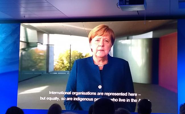 Angela Merkel, Federal Chancellor of Germany, addresses the Arctic Science Forum.