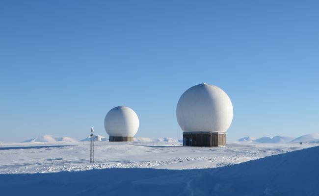 Two Arctic radar domes