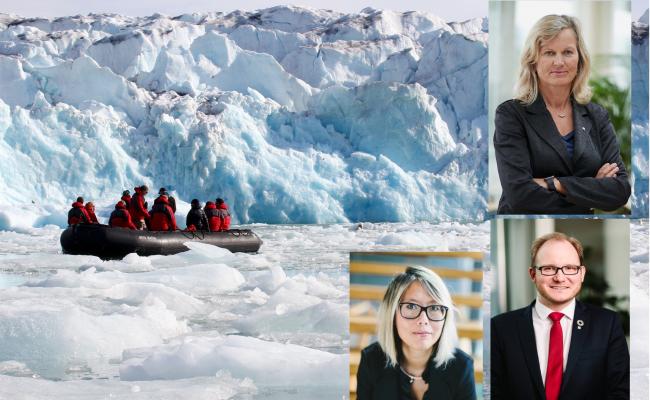 NHO: Direktør for NHO reiseliv, Kristin Krohn Devold, regiondirektør NHO Norldand, Daniel Bjarmann-Simonsen og direktør NHO Arktis, Målfrid Baik.