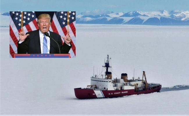 President Donald Trump and U.S. Coast Guard Cutter Polar Star breaking through ice. (Source: U.S. Coast Guard/ Chief Petty Officer Nick Ameen)