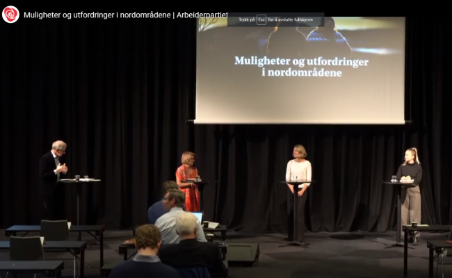 Tirsdag lanserer partileder i Ap, Jonas Gahr Støre forslag til partiets nordområdepolitikk direkte fra Tromsø. (Skjermdump fra lanseringen).