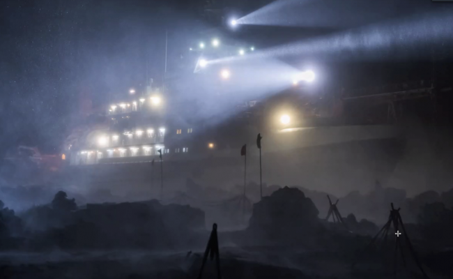 Mosaic expedition ship Polarstern trapped in the sea ice. Photo: Mosaic