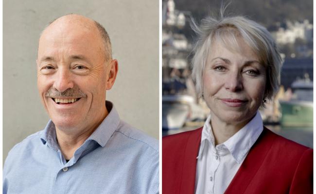 Direktør i Norsk polarinstitutt, Ole Arve Misund og direktør i Havforskningsinstituttet, Sissel Rogne.