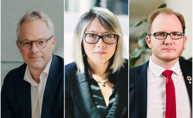 Øystein E. Søreide, Målfrid Baik og Daniel Bjarmann-Simonsen. (Foto: Moment studio NHO)