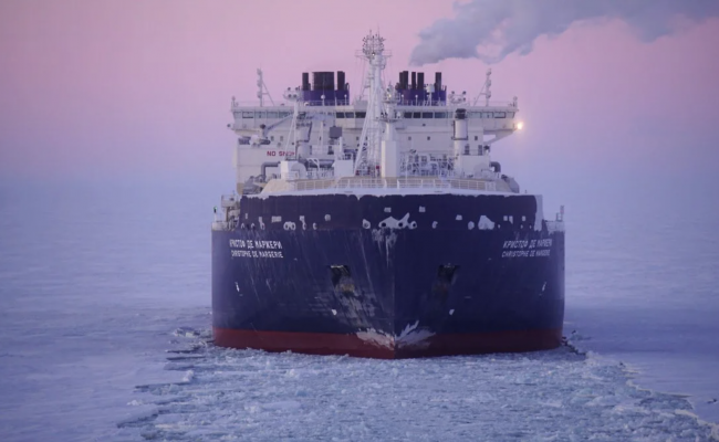 Arc7 LNG Carrier Christophe de Margerie on Russia’s Northern Sea Route. (Source: Novatek) CdeM