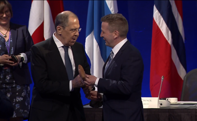 Sergey Lavrov og Gudlaugur Thór Thórdarson, AC ministermøte 2021 Sergey Lavrov og Gudlaugur Thór Thórdarson, AC ministermøte 2021