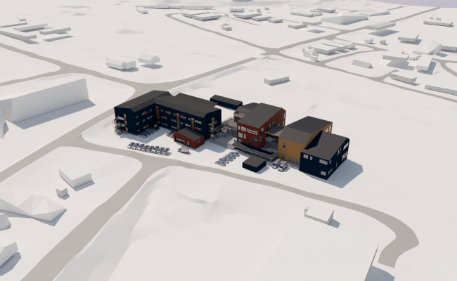 Svalbard Folkehøgskole, modell. Svalbard Folkehøgskole, modell.