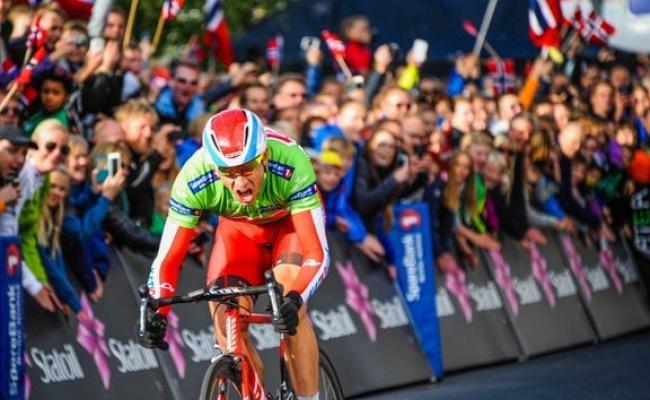 Arctic Race of Norway: Alexander Kristoff på vei til etappeseier i Tromsø i 2014. (Foto: ARN)