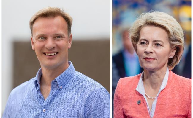 Bård Ludvig Thorheim og Ursula von der Leyen. Collage.
