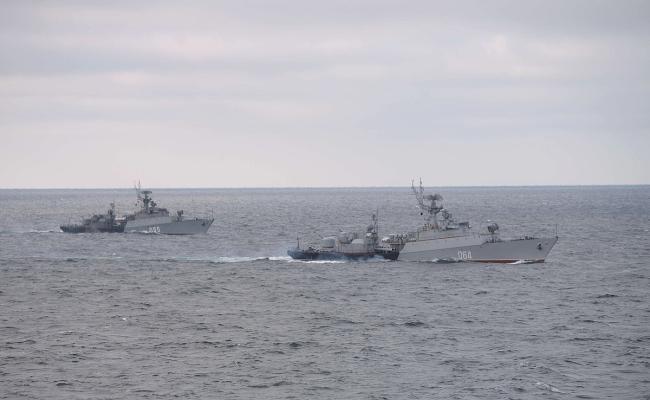 Nordflåten og Svartehavsflåten på en tidligere samøvelse. Joint exercises of Northern and Black Sea fleets