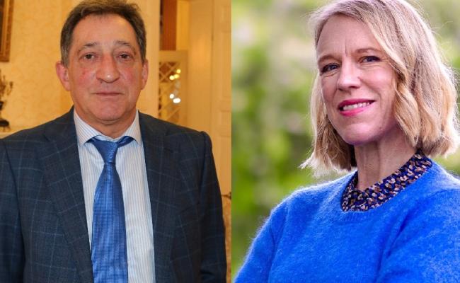 Russlands ambassadør til Norge, Teimuraz O. Ramishvili, og utenriksminister Anniken Huitfeldt (Ap).