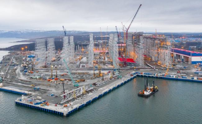 Novatek’s LNG construction center near Murmansk. (Source: Courtesy of Novatek) belokameka LNG center