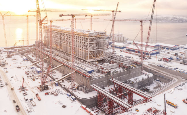 LNG Construction Center at Belokamenka near Murmansk. (Source: Courtesy of Novatek) LNG Construction Center