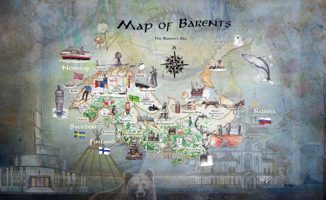 Illustration map of the Barents region.