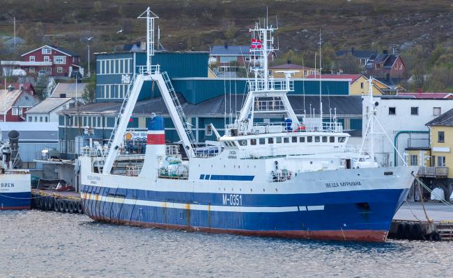 Russian Trawler Zvezda Murmana in Båtsfjord, North Norway. Russian Trawler Zvezda Murmana in Båtsfjord, North Norway.