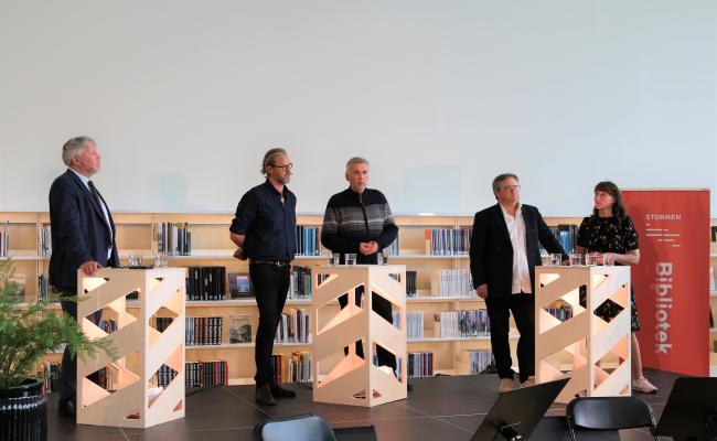 Debatt ytringsfrihet Russland. Skjalg Fjellheim, Lars West Johnsen, Thomas Nilsen, Stein Sneve og Anki Gerhardsen.