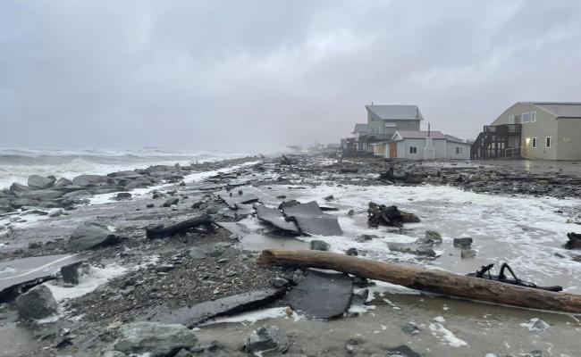 Flooding and destroyed roadway along coastline in Nome, Alaska. (Source: With permission by Jeremy Perkins) Nome