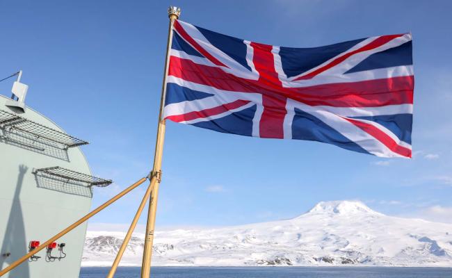 Aircraft carrier HMS Prince of Wales visiting the remote Norwegian Island of Jan Mayen in April 2022. (Source: Royal Navy) Prince of Wales