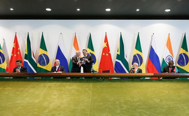The five leaders of BRICS in Brasília, Brazil, in 2019