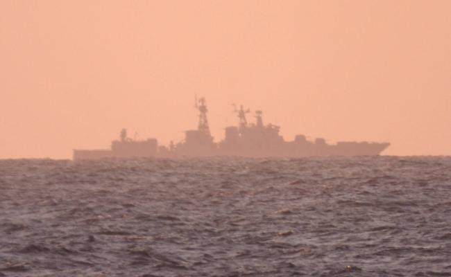 Den russiske Nordflåtens ubåtjager Viseadmiral Kulakov fotografert i Nordsjøen det siste døgnet. (Foto: Forsvaret)