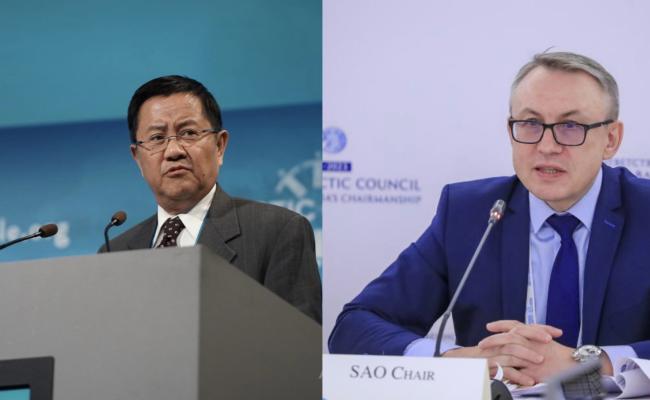 Kinas spesialutsending til Arktis, Gao Feng (t.v.), hadde nylig møte med Russlands ambassadør for Arktis, Nikolaj Korchunov. (Foto: Arctic Circle; Vyacheslav Viktorov/Roscongress)