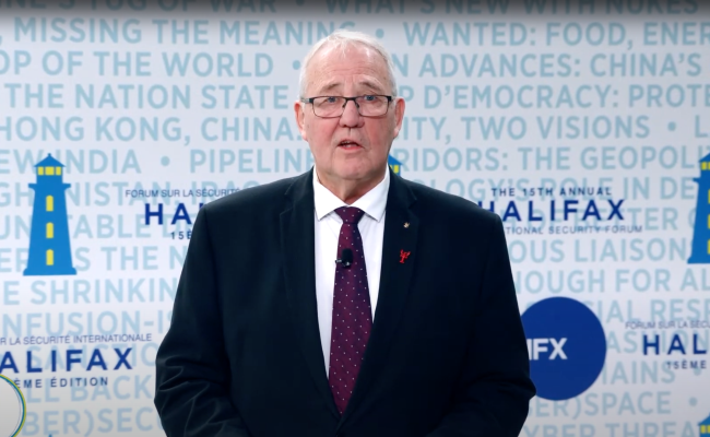 På Halifax internasjonale sikkerhetsforum i Nova Scotia denne helgen skisserte Canadas forsvarsminister Bill Blair landets store satsinger på forsvar og ga frampek på nye investeringer. (Skjermdump fra forumet)