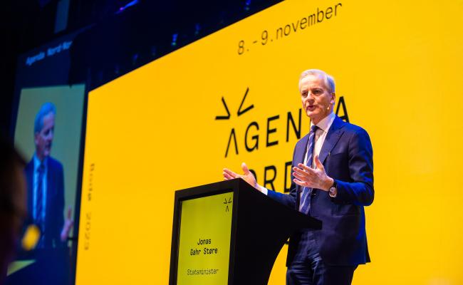 Statsminister Jonas Gahr Støre (Ap) deltok onsdag på konferansen Agenda Nord-Norge 2023 i Bodø. (Foto: SpareBank 1 Nord-Norge)