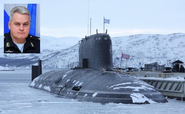 Viseadmiral Konstantin Kabantsov (t.v.) har trådt inn ny fungerende sjef for den russiske Nordflåten. Her er flåtens ubåt Severodvinsk av Jasen-klassen, som nå får selskap av stadig nye ubåter av ulike typer. (Alle foto: Det russiske forsvarsministeriet)