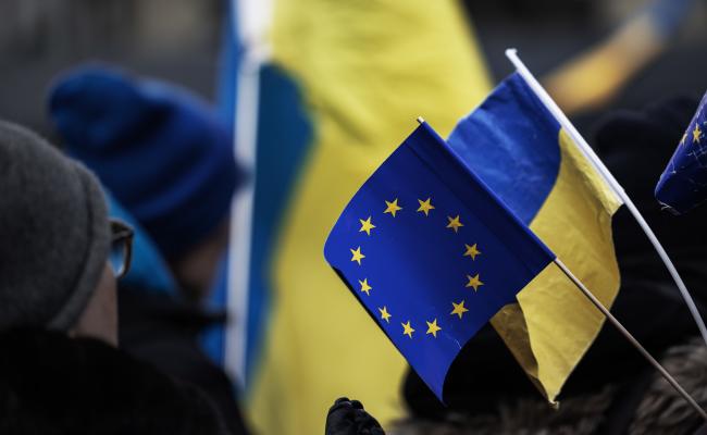 EU and Ukrainian flags