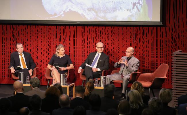 Espen Barth Eide, Anu Fredrikson, Pasi Rajala, Mike Sfraga. Panel Arctic Security Conference.