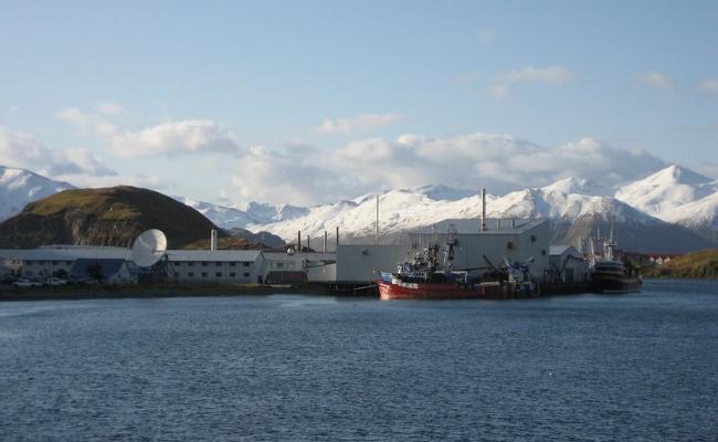 Fishing boats, processing plants, Dutch Harbor, Alaska