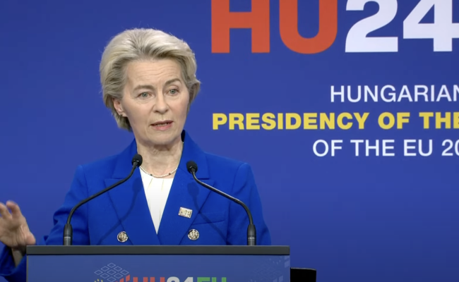 European Commission President Von Der Leyen speaking about European LNG imports from Russia on November 8, 2024. (Source: European Commission) von der leyen