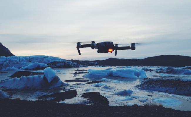 Drone over frozen sea