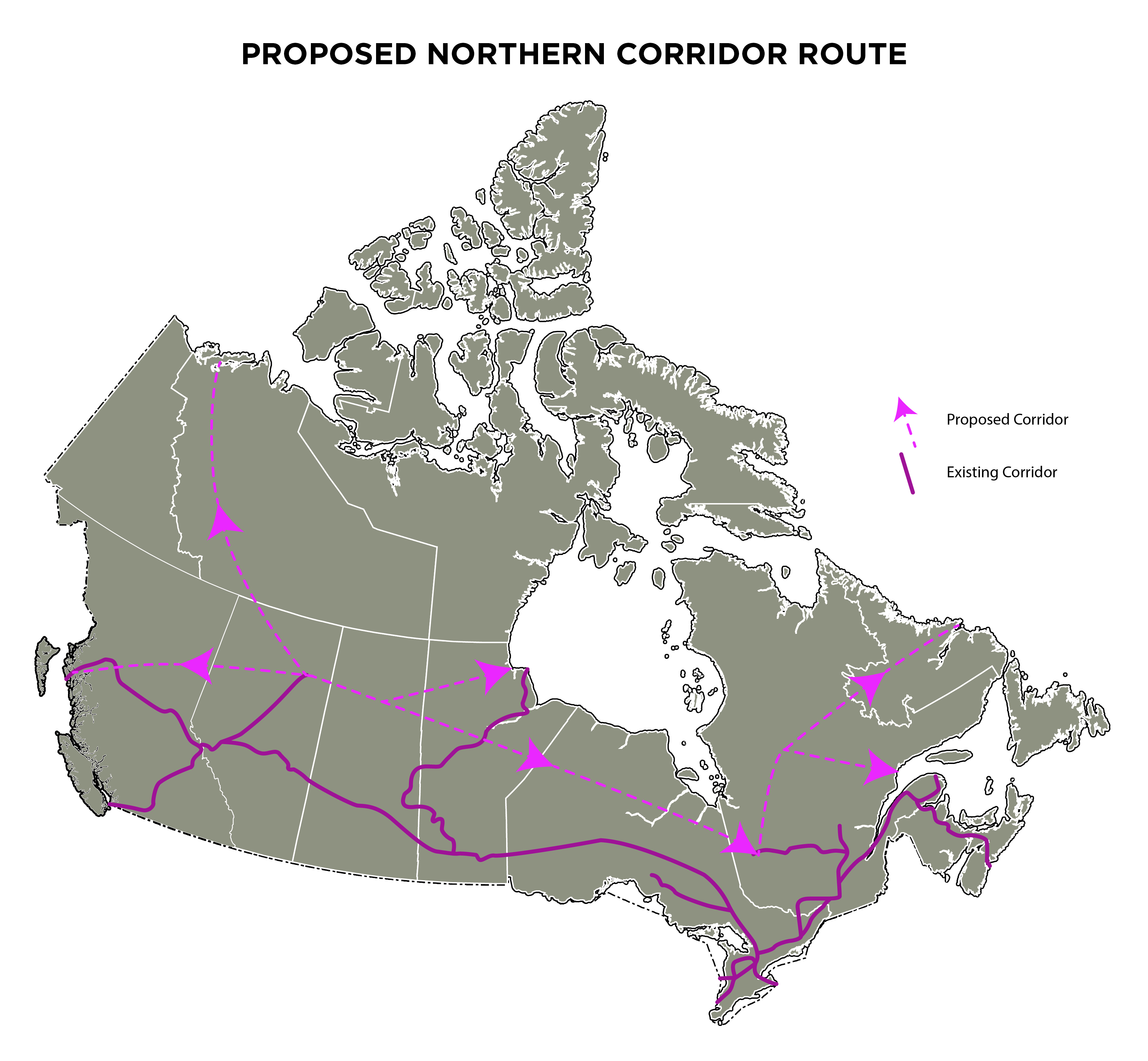 A map of the proposed Northern Corridor. (Illustration: Theschool/Wikimedia Commons)