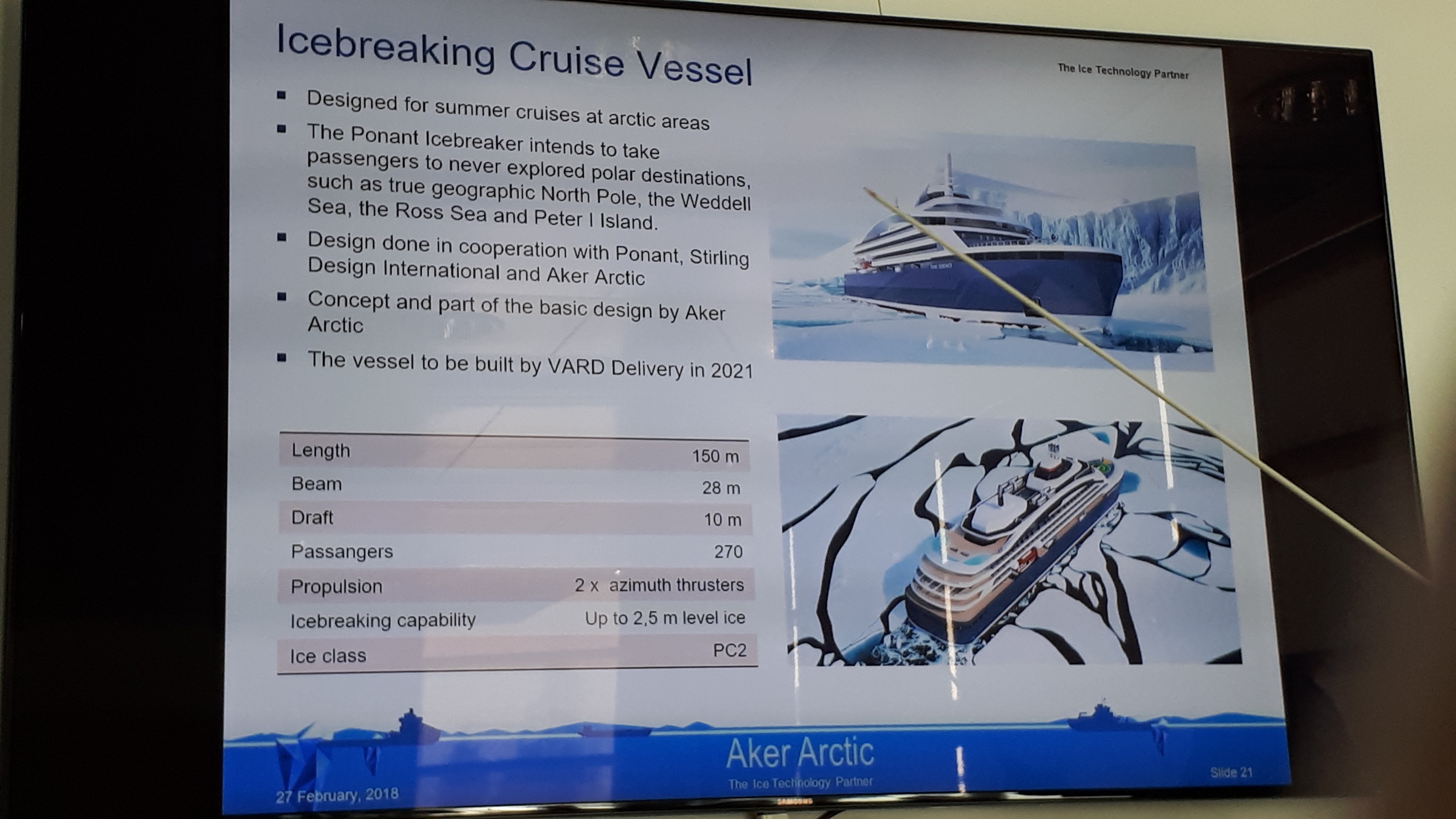 The Norwegian shipyard Vard is constructing an icegoing cruise ship for the French company Dunant. Aker Arctic is key in design and conceptual development for the vessel, which is set to be finished by 2021. (Photo: Arne F. Finne)