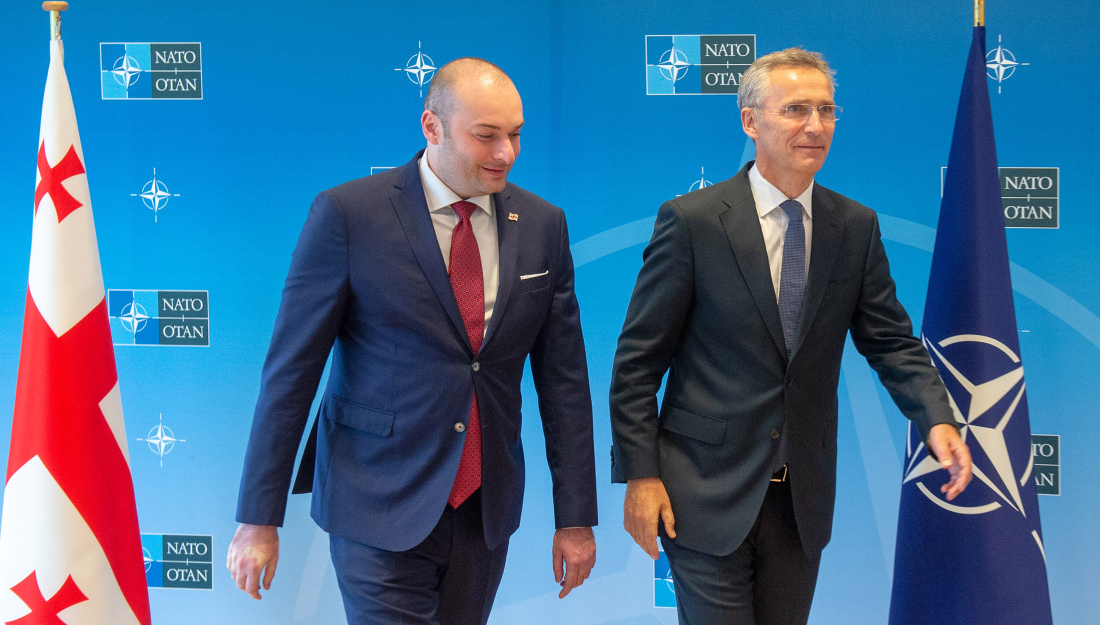 NATO Secretary General Jens Stoltenberg and the Prime Minister of Georgia, Mamuka Bakhtadze. (Photo: NATO)